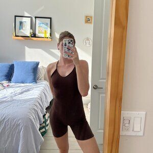 Small Brown Exercise Romper Cotton